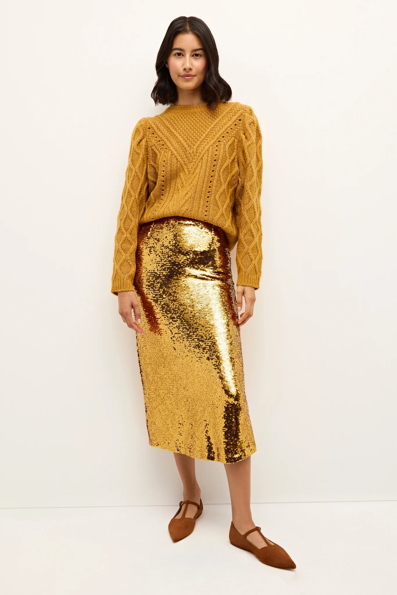 Wray Skirt ~ Tumeric Sequin unclassified skirts