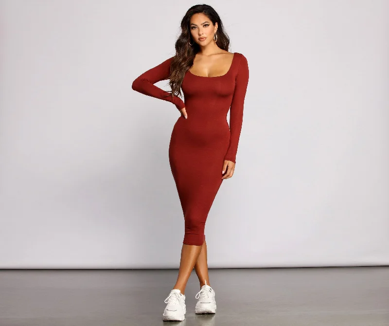 Lovin' Knit Stylish Basic Midi Dress Preppy midi dresses