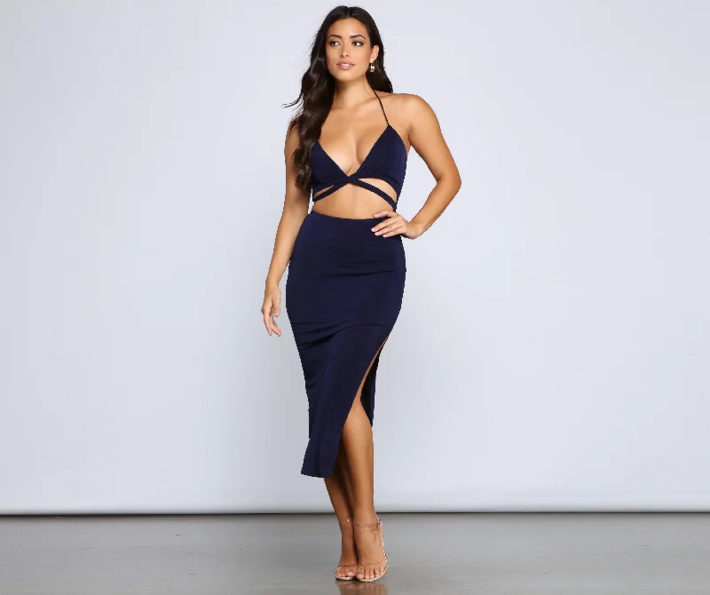 Major Stunner Stylish Cutout Midi Dress Party midi dresses