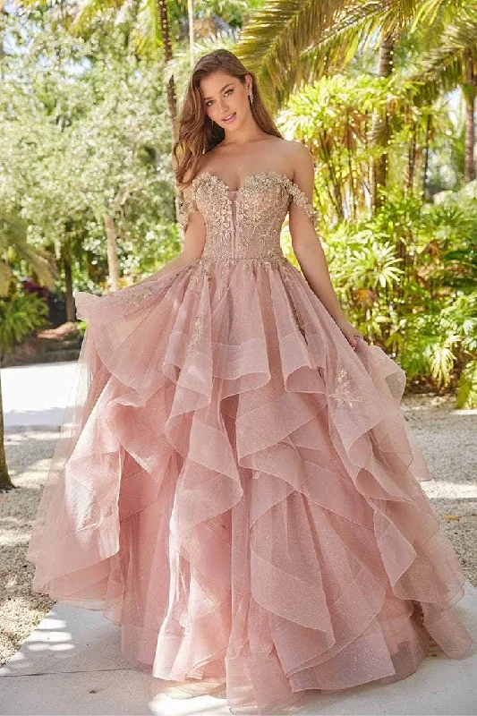 Ellie Wilde EW35084 - Layered Glitter Tulle Ballgown Minimalist party dresses