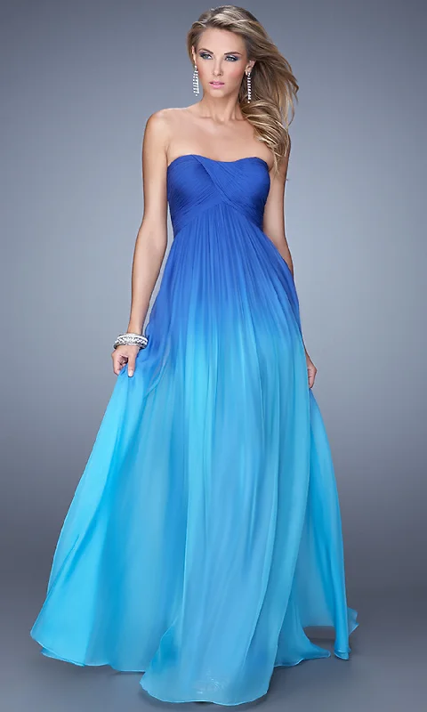 Long Strapless Ombre Prom Dress by La Femme Best maxi dresses for tall women