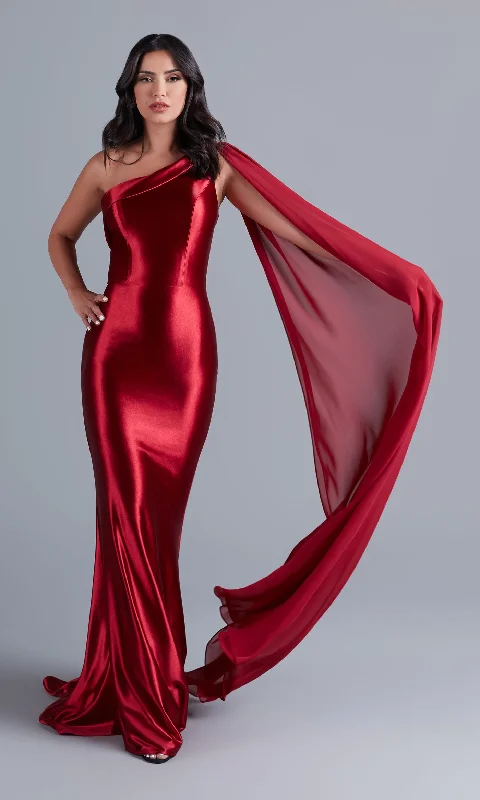 One-Shoulder Long Formal Prom Dress with Cape Revolve maxi dresses