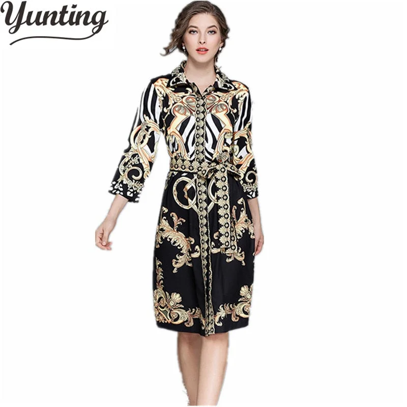 HIGH QUALITY 2022 Newest Fashion Women's Elegant Print Designer Runway Dress Discounted floral dresses