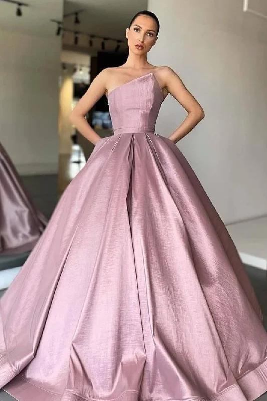 Ball Gown Asymmetrical Strapless Ankle Length Sleeveless Prom Dress Unique unclassified dresses