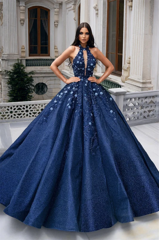 Ball Gown Halter Floor-length Sleeveless Applique Prom Dress Best-selling unclassified dresses