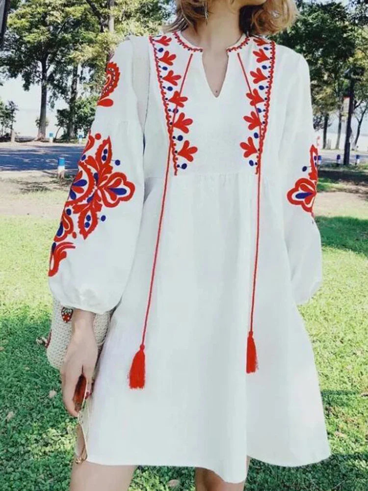 2024 Retro Bohemian Holiday Dress for Women Boho Dress Pastel unclassified dresses