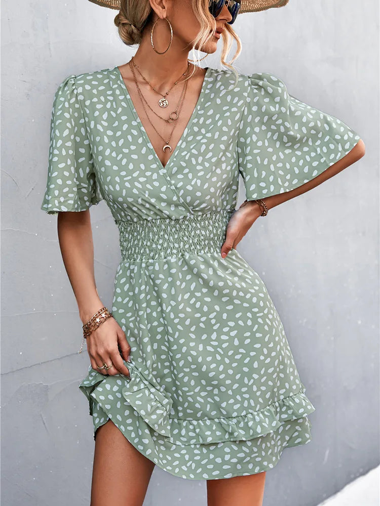 2024 Elegant Lotus Leaf Sleeve Summer Dress Boho Dress Floral unclassified dresses