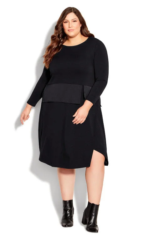 Black Beyond Knit Dress w Pockets Vacation unclassified dresses