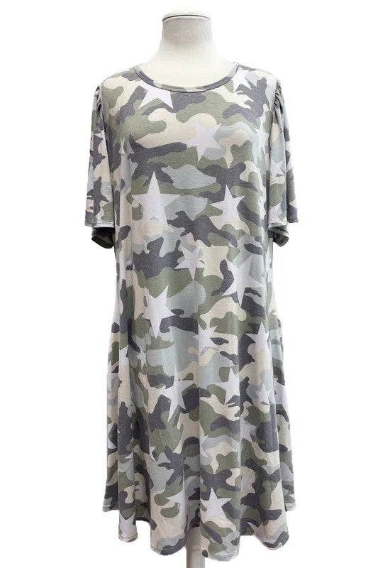 Camo Star Dress Wide Sleeves Best-selling unclassified dresses