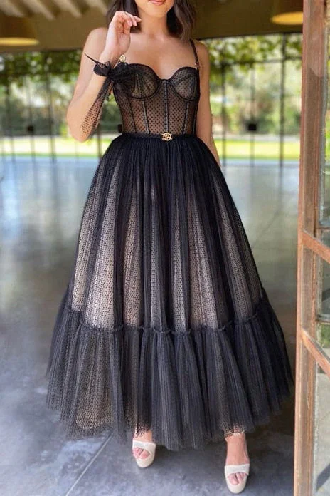 Celebrity Inspired Black A-Line Prom Dress Holiday unclassified dresses