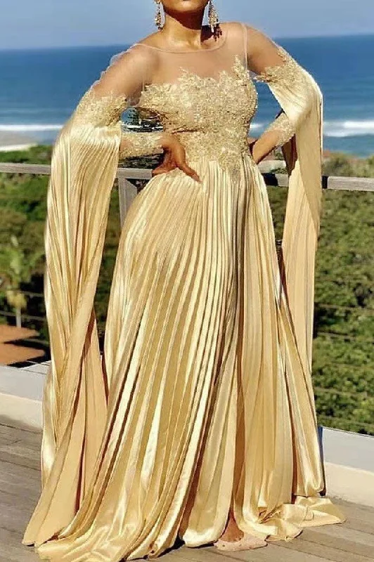 Chic Gold A-Line Evening Dress Formal Gown Boho unclassified dresses