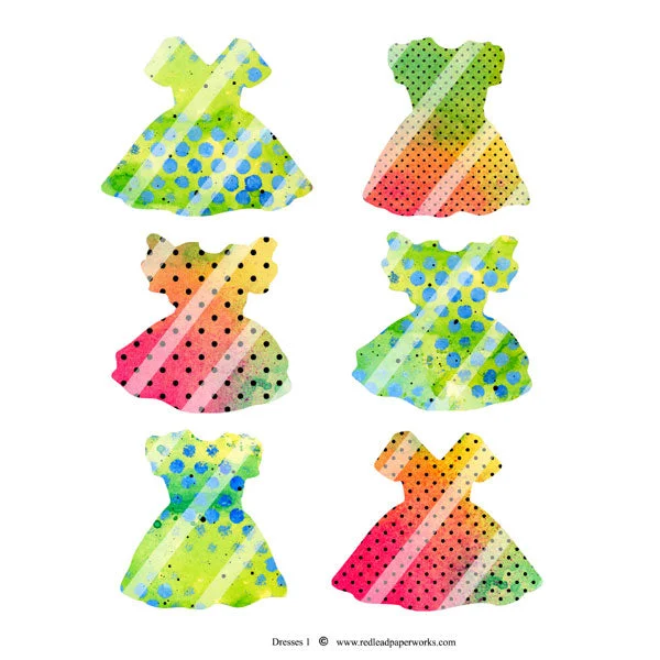 Polka Dot Dresses Collage Sheet 1 Striped unclassified dresses