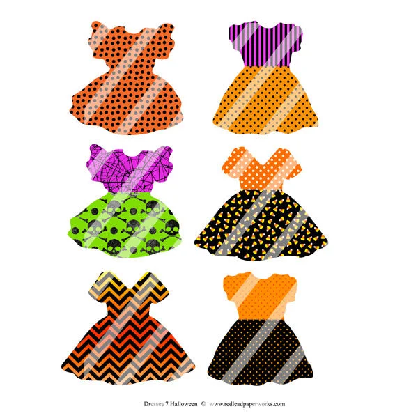 Halloween Dresses 7 Collage Sheet Ruffled unclassified dresses