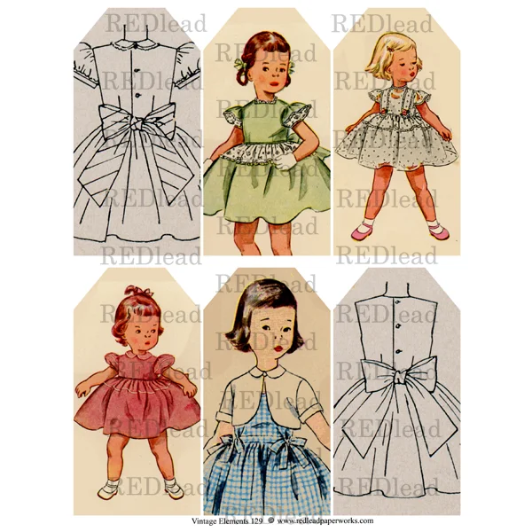 Sewing Tag Vintage Elements 129 Collage Sheet Women's unclassified dresses