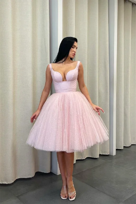 Cute Ball Gown Sweetheart Knee-length Sleeveless Open Back Homecoming Dress Vintage unclassified dresses