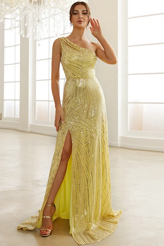 Daffodil One Shoulder A-Line Prom Gown Evening Dress Office unclassified dresses