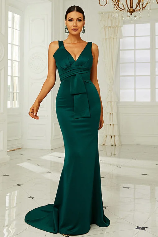 Dark Green Sleeveless Mermaid Formal  Dress Evening Gown Earthy tone unclassified dresses