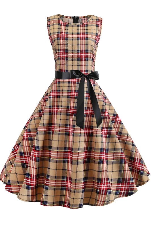 Gingham Sleeveless Graduation Dress Winter unclassified dresses