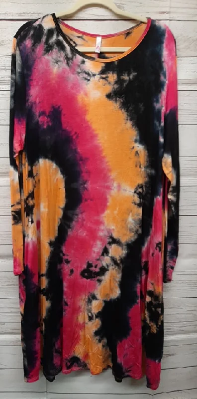 Pink Black Orange Gorgeous Tie Dye Dress Trendy unclassified dresses