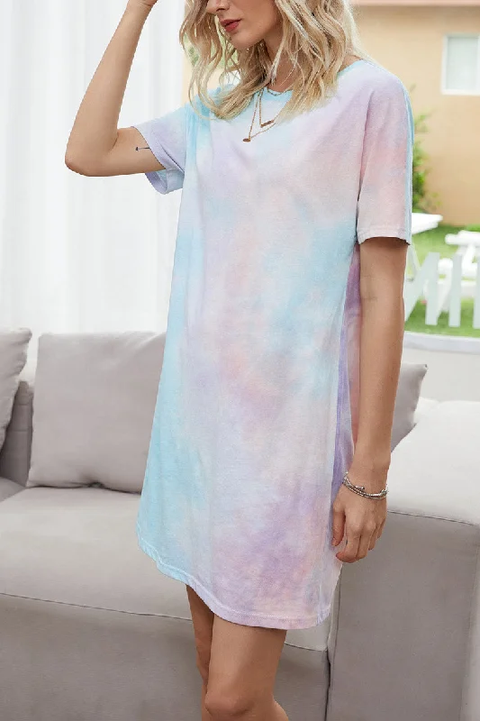 Gradient Scoop Tie-dyed Tee Dress Wrap unclassified dresses