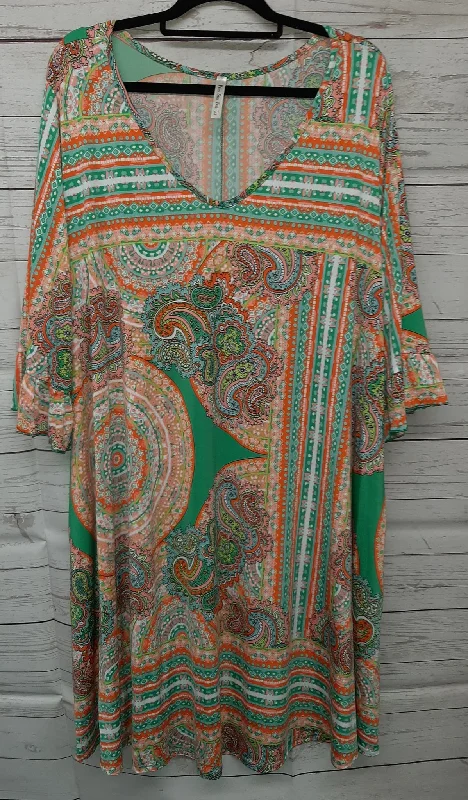 PSFU Green & Orange Beautiful Paisley Dress Boho unclassified dresses