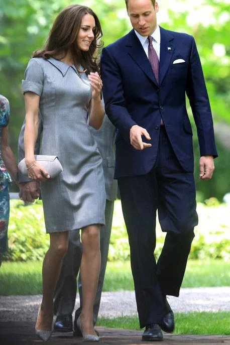 Kate Middleton Gray Lapel Sheath Dress Casual chic unclassified dresses