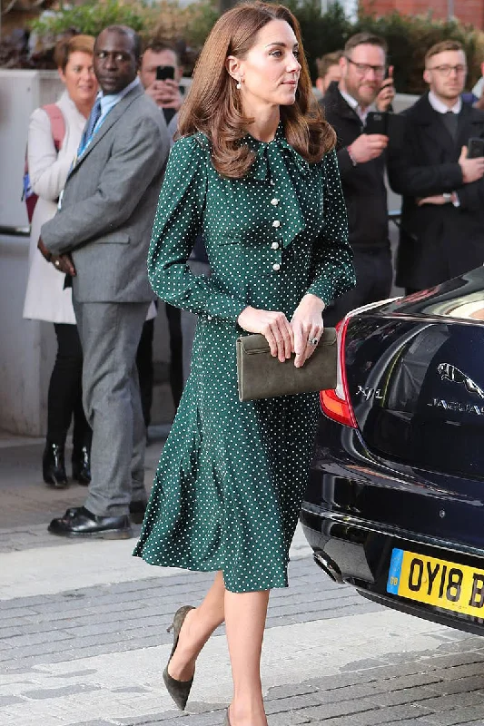 Kate Middleton Green Polka Dot Dress Printed unclassified dresses