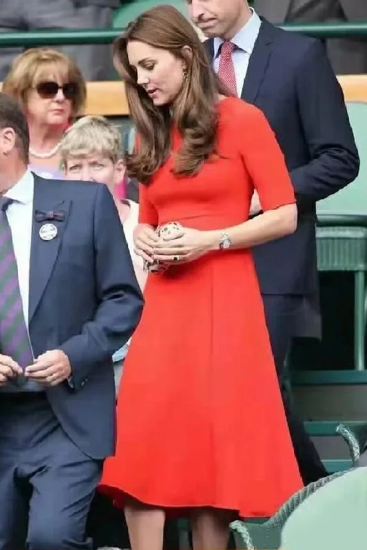 Kate Middleton Orange Red A-Line Dress Bodycon unclassified dresses