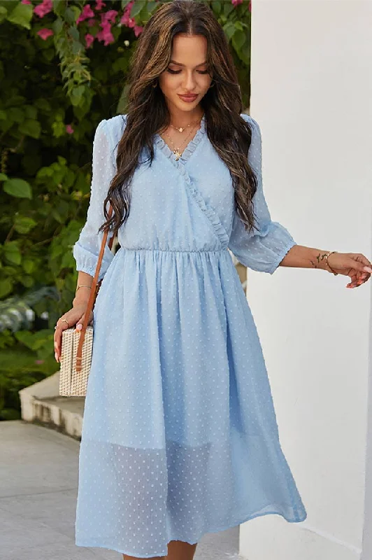 Light Sky Blue A-Line Mid Dress Bold pattern unclassified dresses