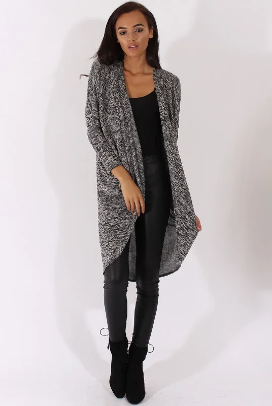 Marl Grey Dipped Hem Cardigan - Rosalinda Best-selling unclassified dresses