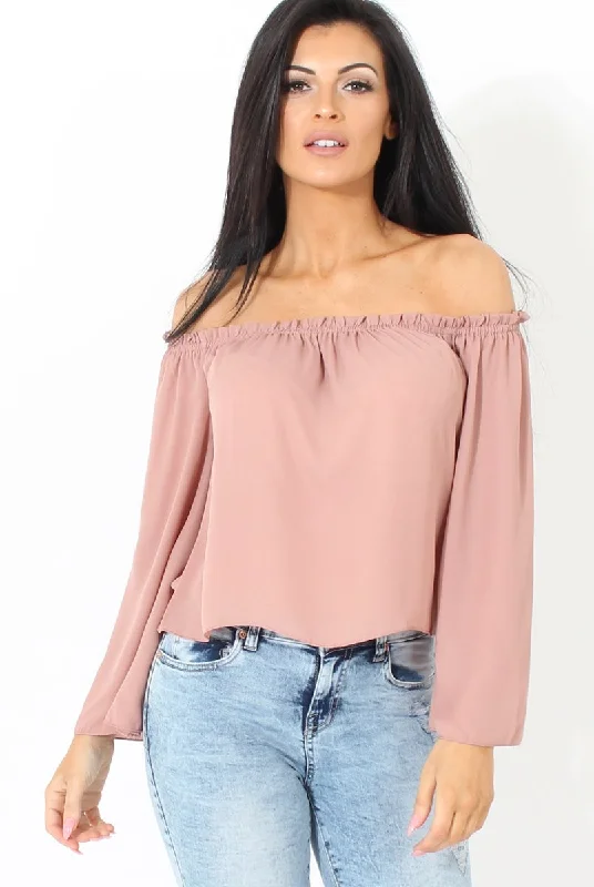 Mauve Bardot Three Quarter Bell Sleeve Crop- Chantelle Lightweight unclassified dresses