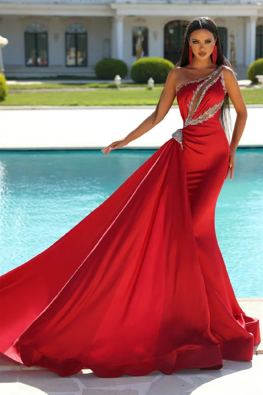 Mermaid Asymmetrical Beaded Floor-length Sleeveless Open Back With Side Train Prom Dress Printed unclassified dresses