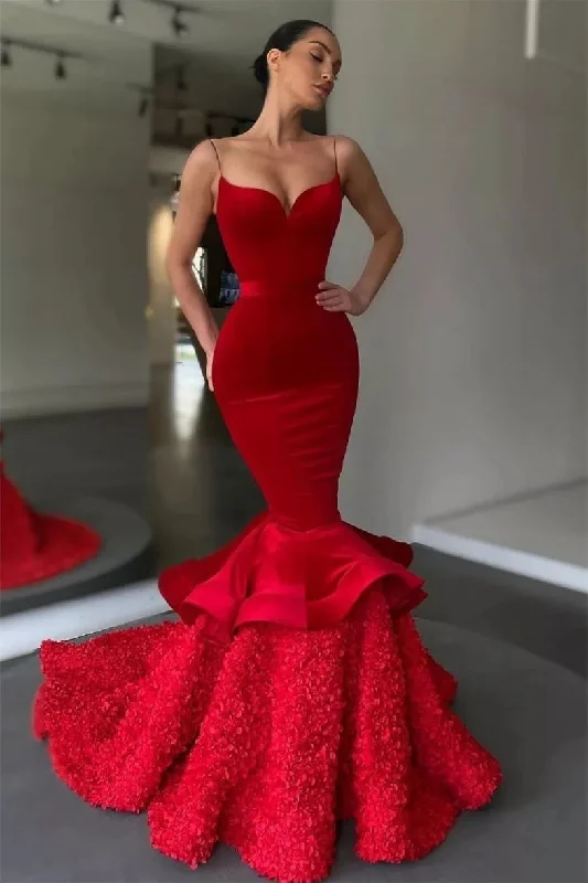 Mermaid Spaghetti strap Sweetheart Floor-length Sleeveless Prom Dress Chiffon unclassified dresses