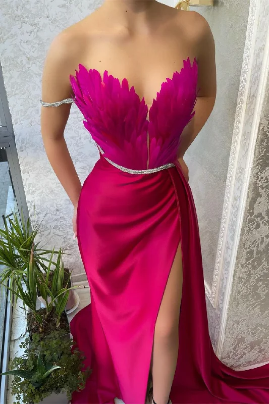 Mermaid Strapless Asymmetrical Floor-length Sleeveless Open Back Side Train High Split Prom Dress Popular unclassified dresses