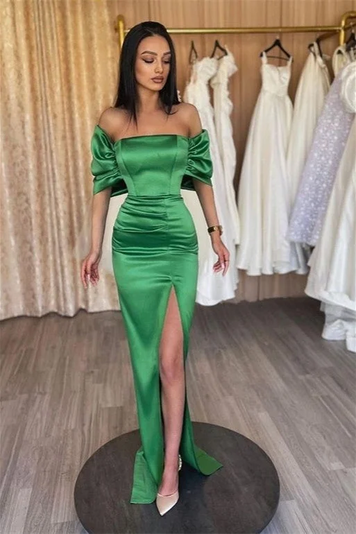 Mermaid Strapless High Split Floor-length Off-the-shoulder Prom Dress Bodycon unclassified dresses