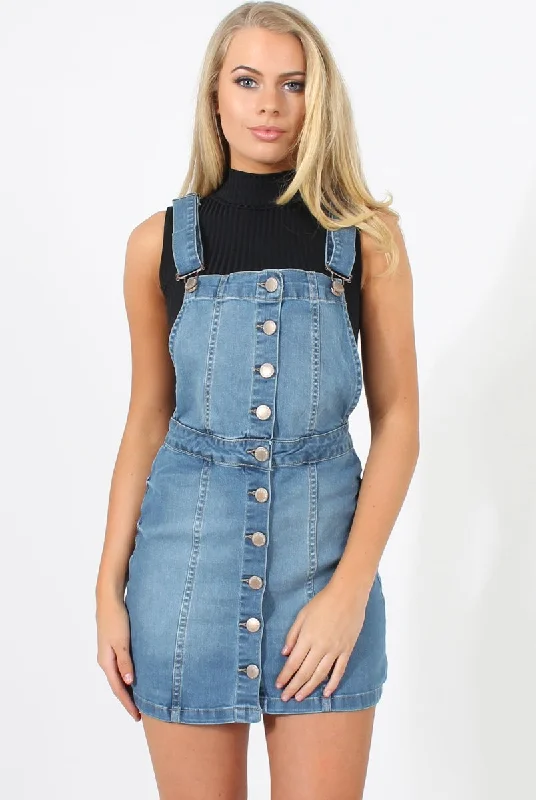 Mid Blue Dungarees Dress - Sunni Cocktail unclassified dresses