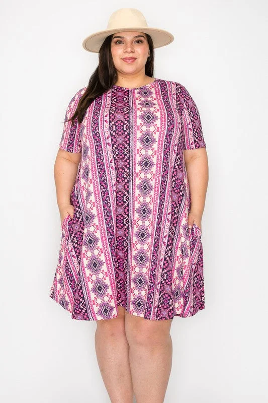 Pink Purple Aztec Dress w Pockets Corset unclassified dresses