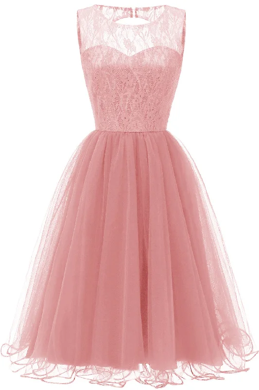 Pink Sleeveless A-Line Homecoming Sweet 16 Dress Mesh unclassified dresses