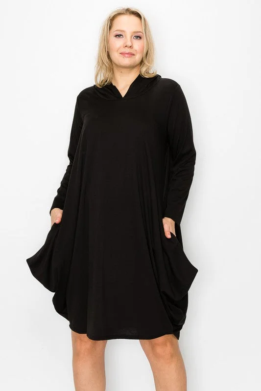 PSFU Black Hooded Dress w Pockets Wrap unclassified dresses