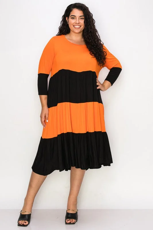 PSFU Orange and Black Tiered Dress Awesome Halloween Dress Mesh unclassified dresses