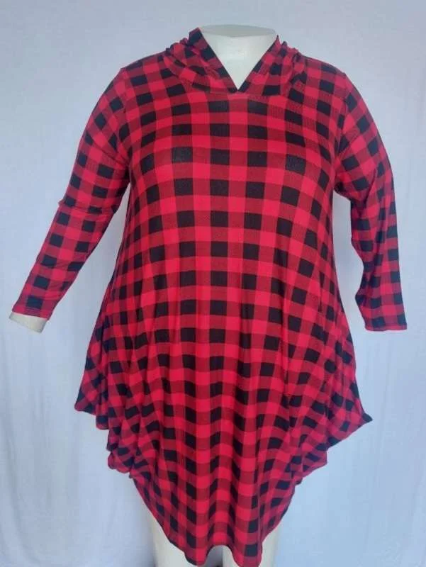 PSFU Red & Black Plaid Hooded Dress Engagement unclassified dresses