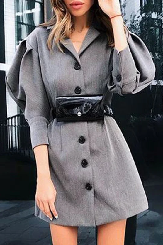 Puff Sleeves Buttoned Blazer Dress Club unclassified dresses