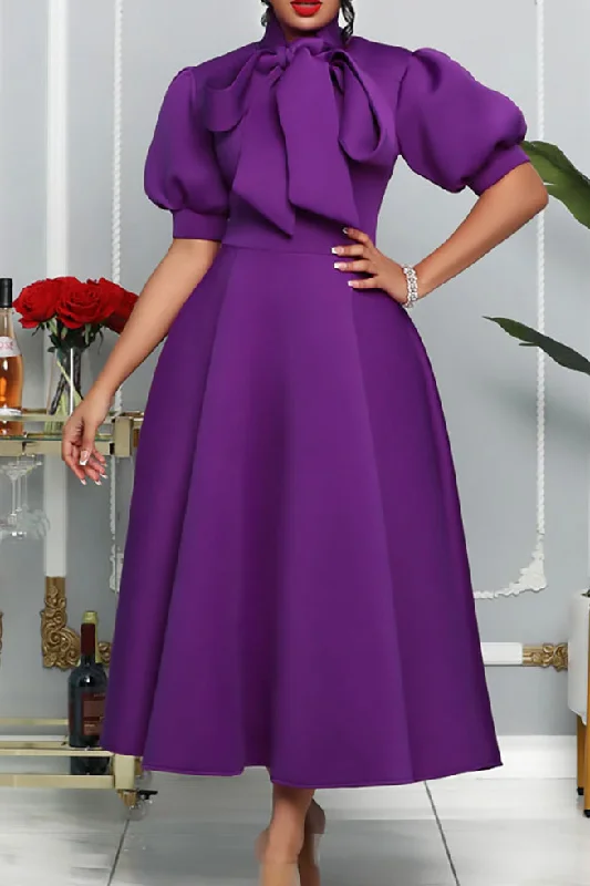 Purple A-Line High Neck Swing Dress Gothic unclassified dresses