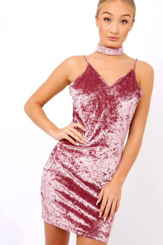 Purple Velvet Slip On Choker Dress - Meadow Off-shoulder unclassified dresses