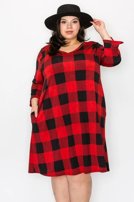 Red & Black Buffalo Plaid Dress Preppy unclassified dresses