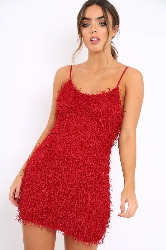 Red Shimmery Shaggy Dress - Sophie Best-selling unclassified dresses