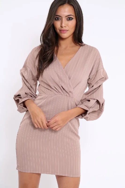 Rose Striped Wrap Front Dress - Chelsea Graduation unclassified dresses