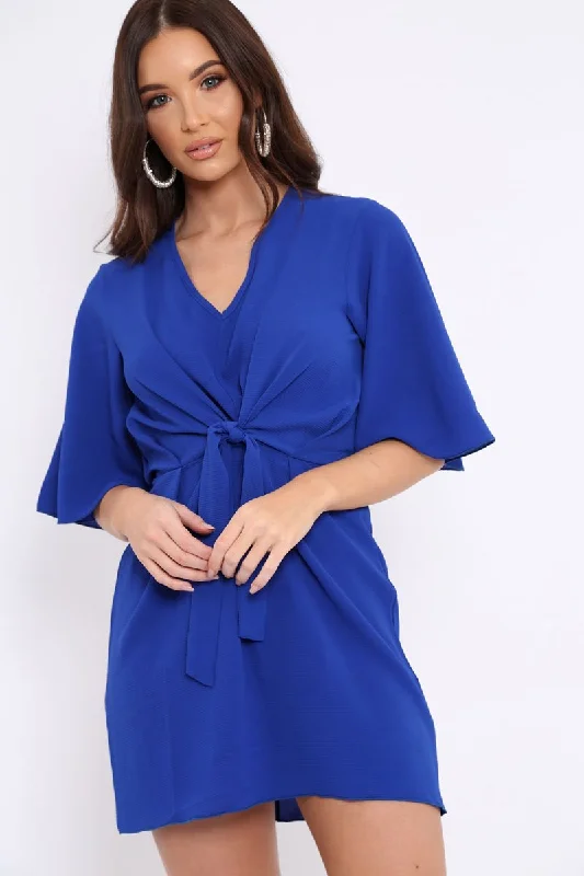 Royal Blue Bow Tie Dress - Teagan Neutral tone unclassified dresses