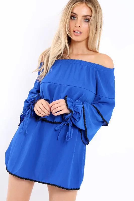 Royal Blue Dress With Frills - Arabellah Mesh unclassified dresses