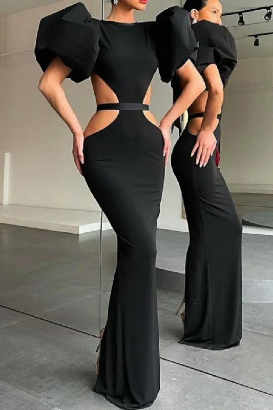 Sexy Black Cut Out Backless Evening Dress Wedding guest unclassified dresses